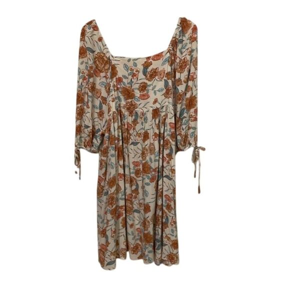 Hayden Cream Floral Mini Dress Womens Size 1XL Boho Puff Sleeves - Picture 4 of 10